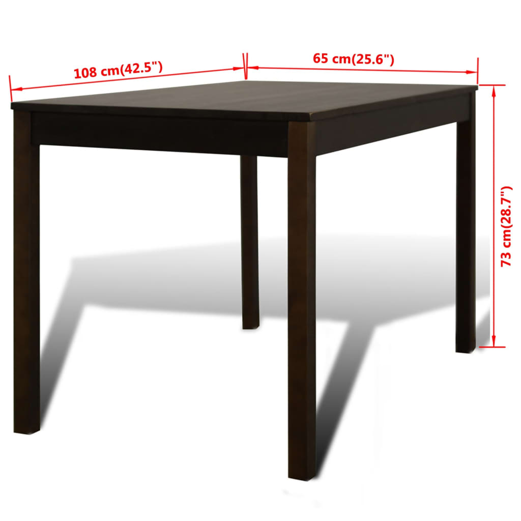 Table à manger Table en bois avec 4 chaises en bois Ensemble de salle à manger marron