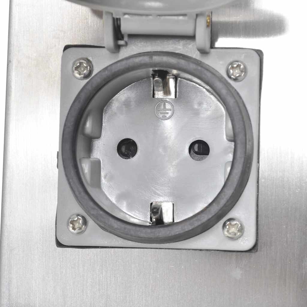 Gartensteckdose Steckdosenturm Edelstahl mit Lampe