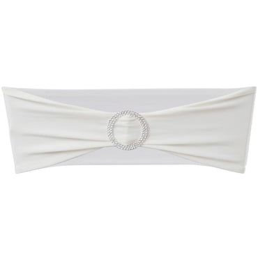 25 x Stretch Stuhlschleifen + Diamant Schnalle cremefarben