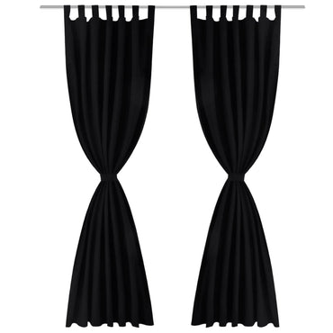 Vorhänge Gardinen aus Satin 2-teilig 140 x 225 cm Schwarz