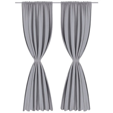 2 Stk. Grau Verdunkelungs-Vorhänge mit Schlitzkopf 135 x 245 cm