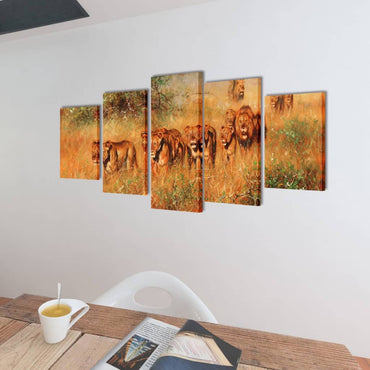 Tableaux décoratifs Set Lions 100 x 50 cm