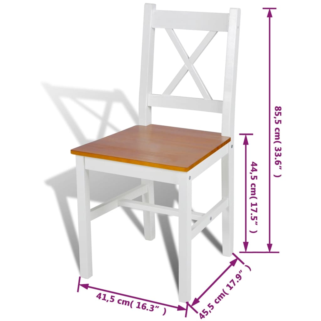 vidaXL Esszimmerstühle 4 Stk. Weiß Kiefernholz