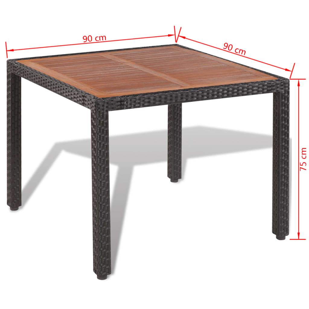 vidaXL 5-tlg. Garten-Essgruppe mit Auflagen Poly Rattan Schwarz