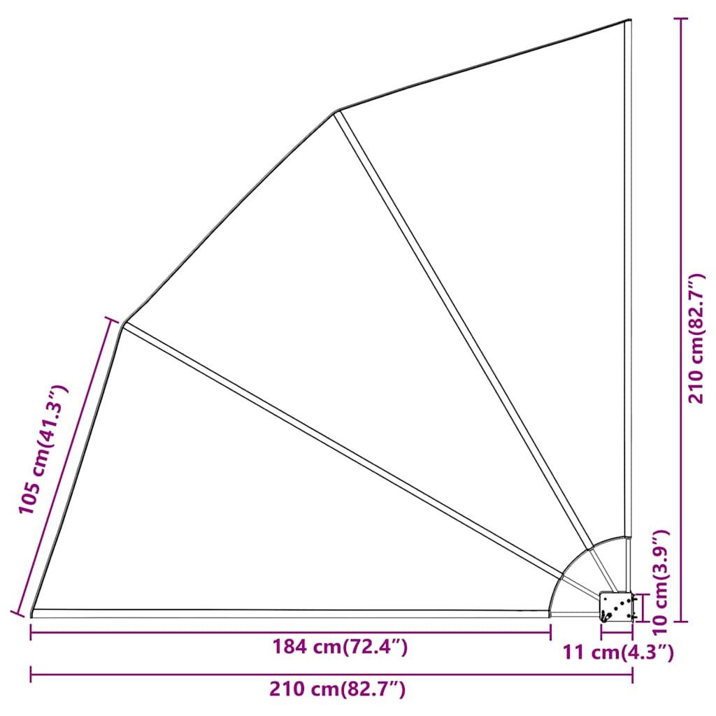 Faltbarer Balkonfächer Creme 210×210 cm