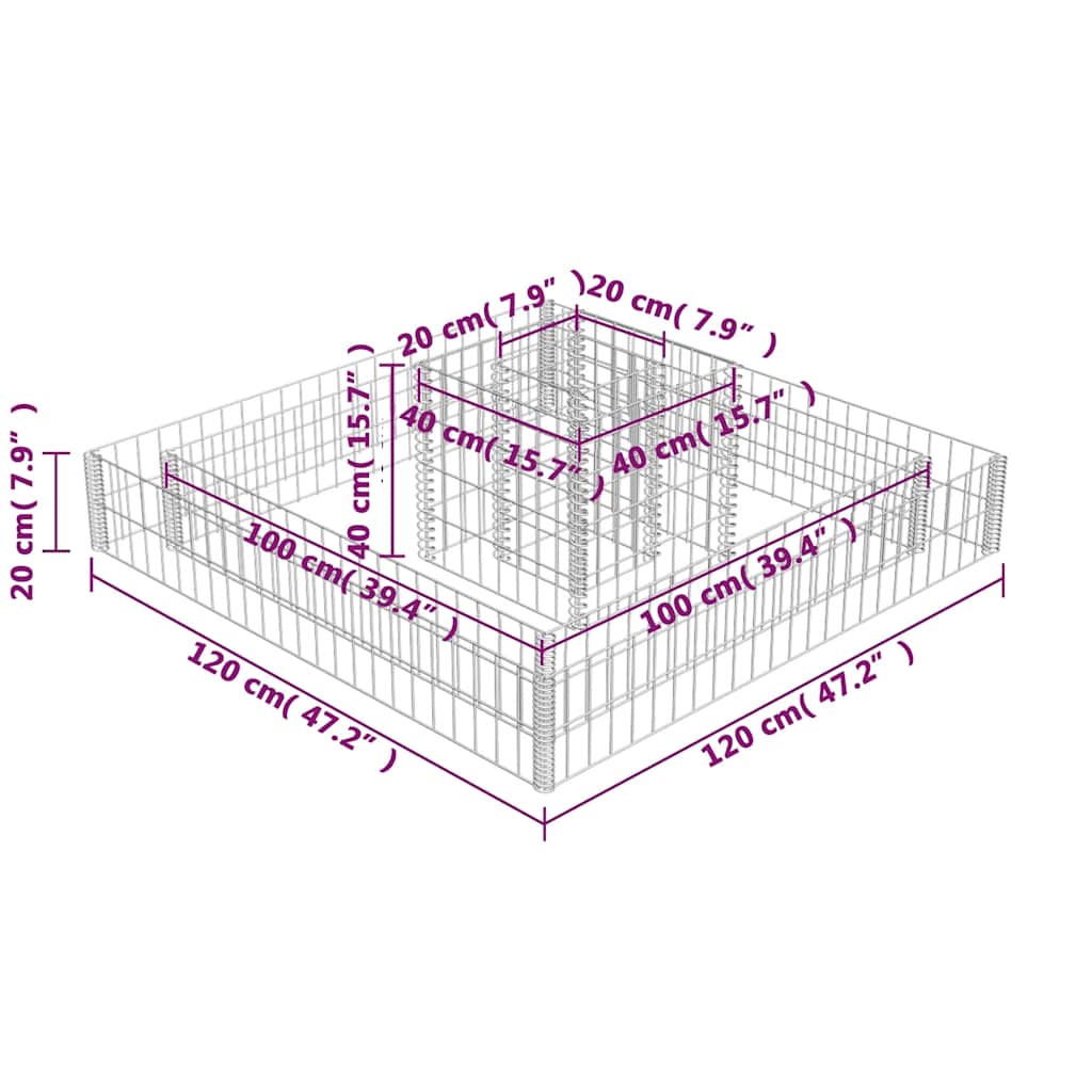 vidaXL Jardinière gabion Treillis métallique galvanisé