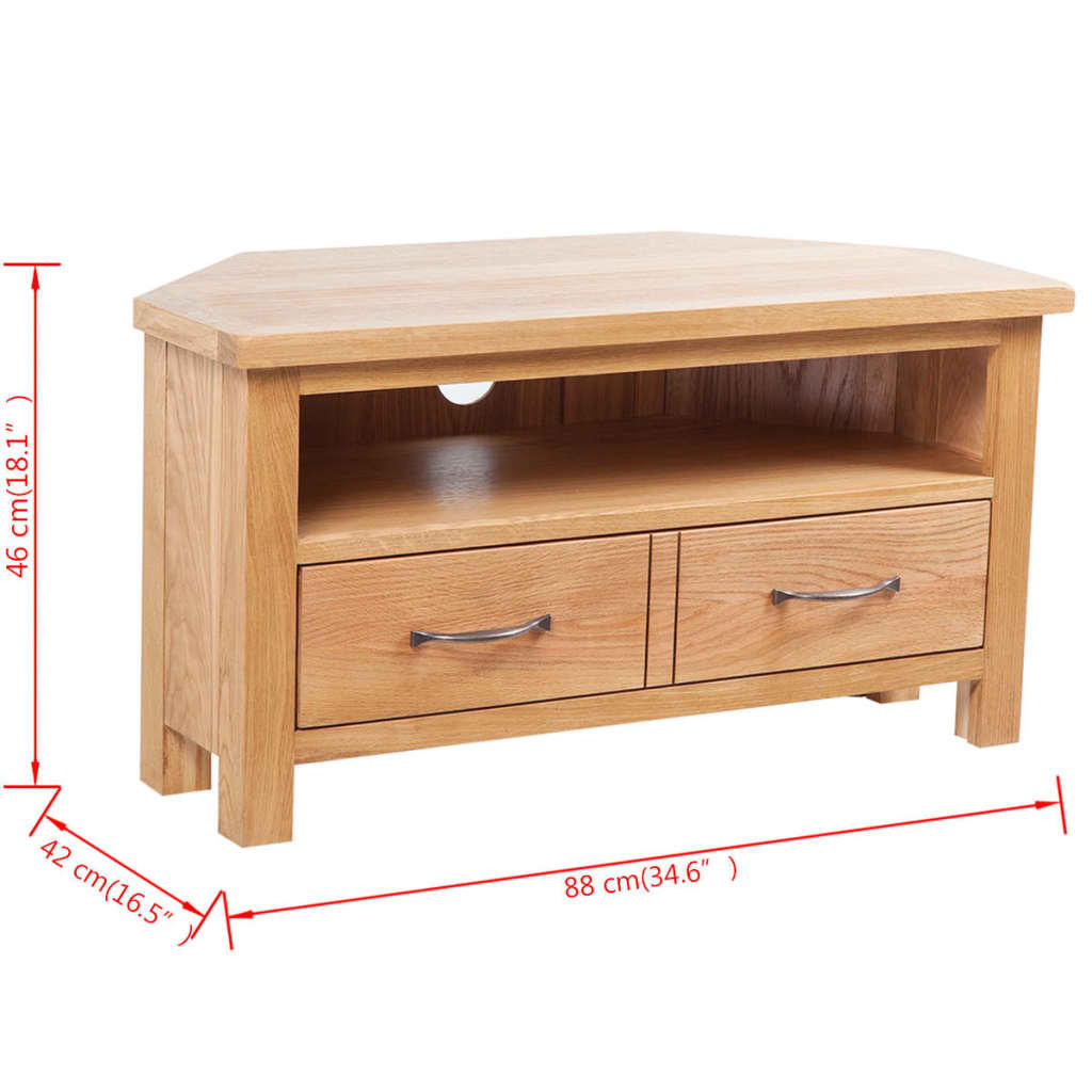 vidaXL TV-Schrank mit Schublade 88x42x46 cm Massivholz Eiche