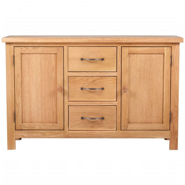 vidaXL Sideboard mit 3 Schubladen 110x33,5x70 cm Massivholz Eiche