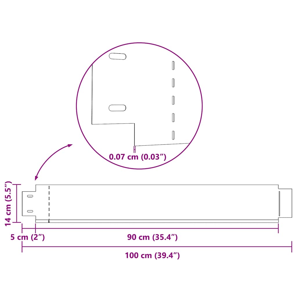 vidaXL Flexible Rasenkante 20-er Set Verzinkter Stahl 100x14 cm