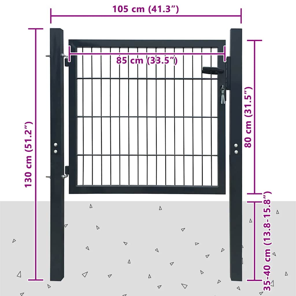2D Gartentor (Einzeln) Anthrazitgrau 100x80 cm
