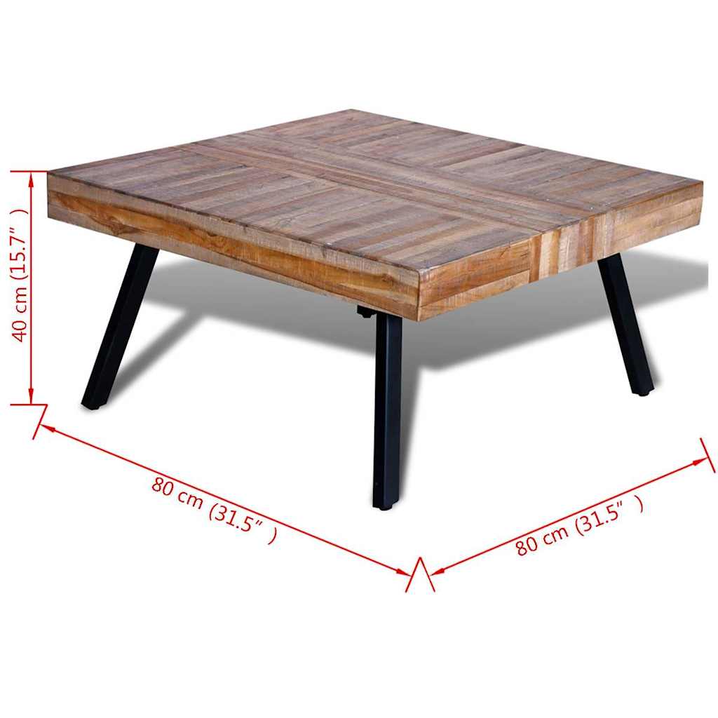 vidaXL Couchtisch Quadratisch Altholz Teak
