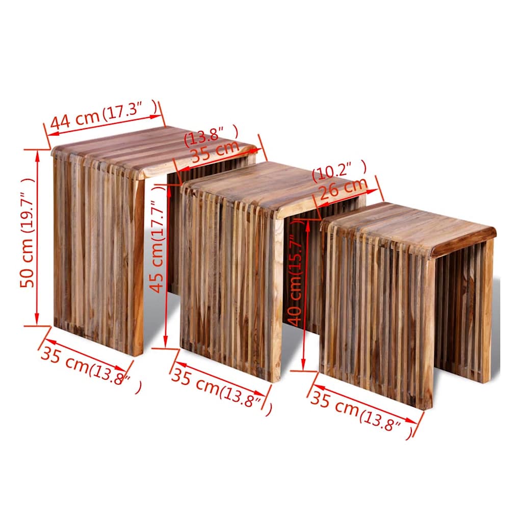 vidaXL 3-tlg. Satztisch-Set Altholz Teak