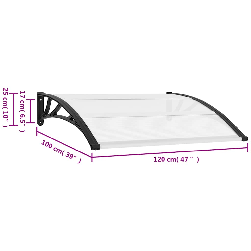 vidaXL Marquise de porte 120×100 cm PC