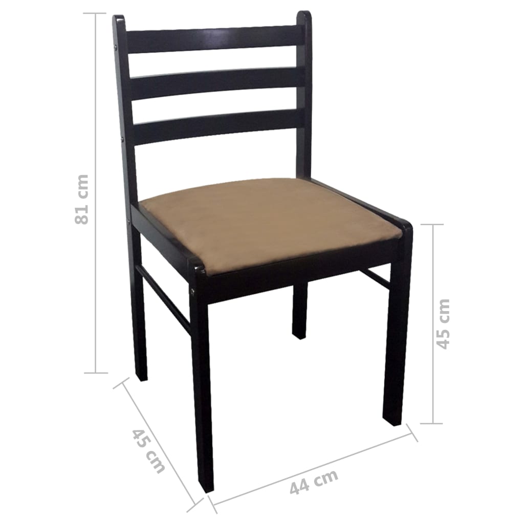 vidaXL Esszimmerstühle 2 Stk. Braun Massivholz Gummibaum und Samt