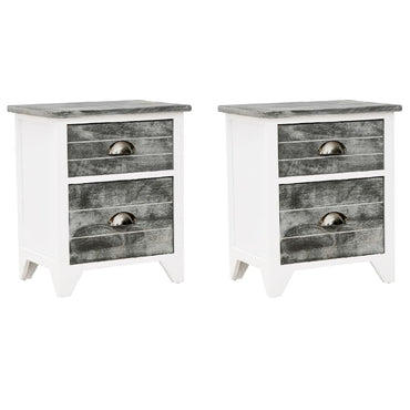 vidaXL Tables de chevet 2 pcs avec 2 tiroirs Gris et blanc