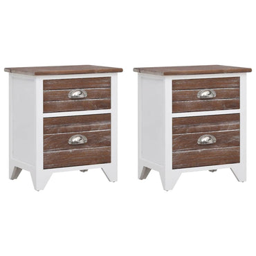 vidaXL Tables de chevet 2 pcs avec 2 tiroirs Marron et blanc