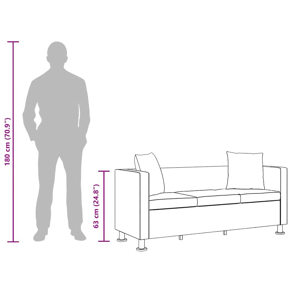 vidaXL Sofa 3-Sitzer Kunstleder Weiß
