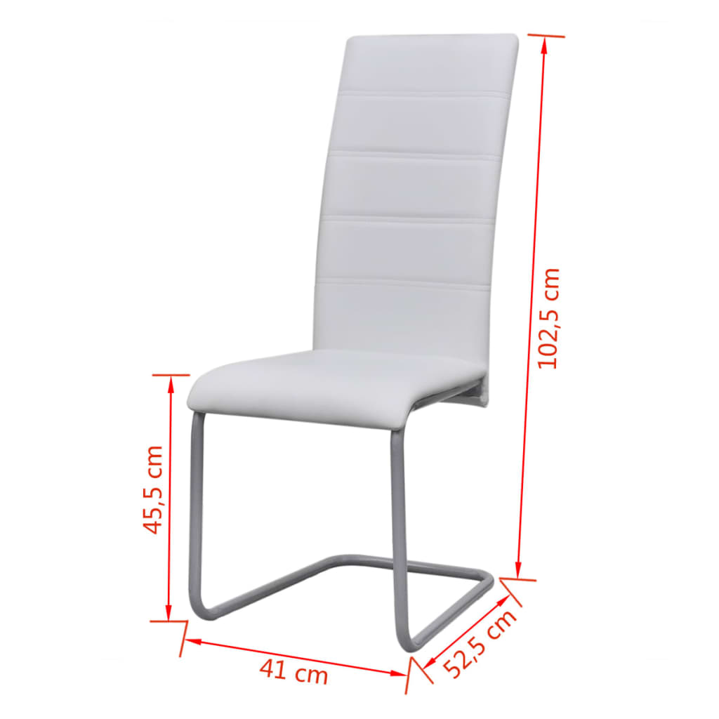 vidaXL Freischwinger 2 Stk. Weiß Kunstleder