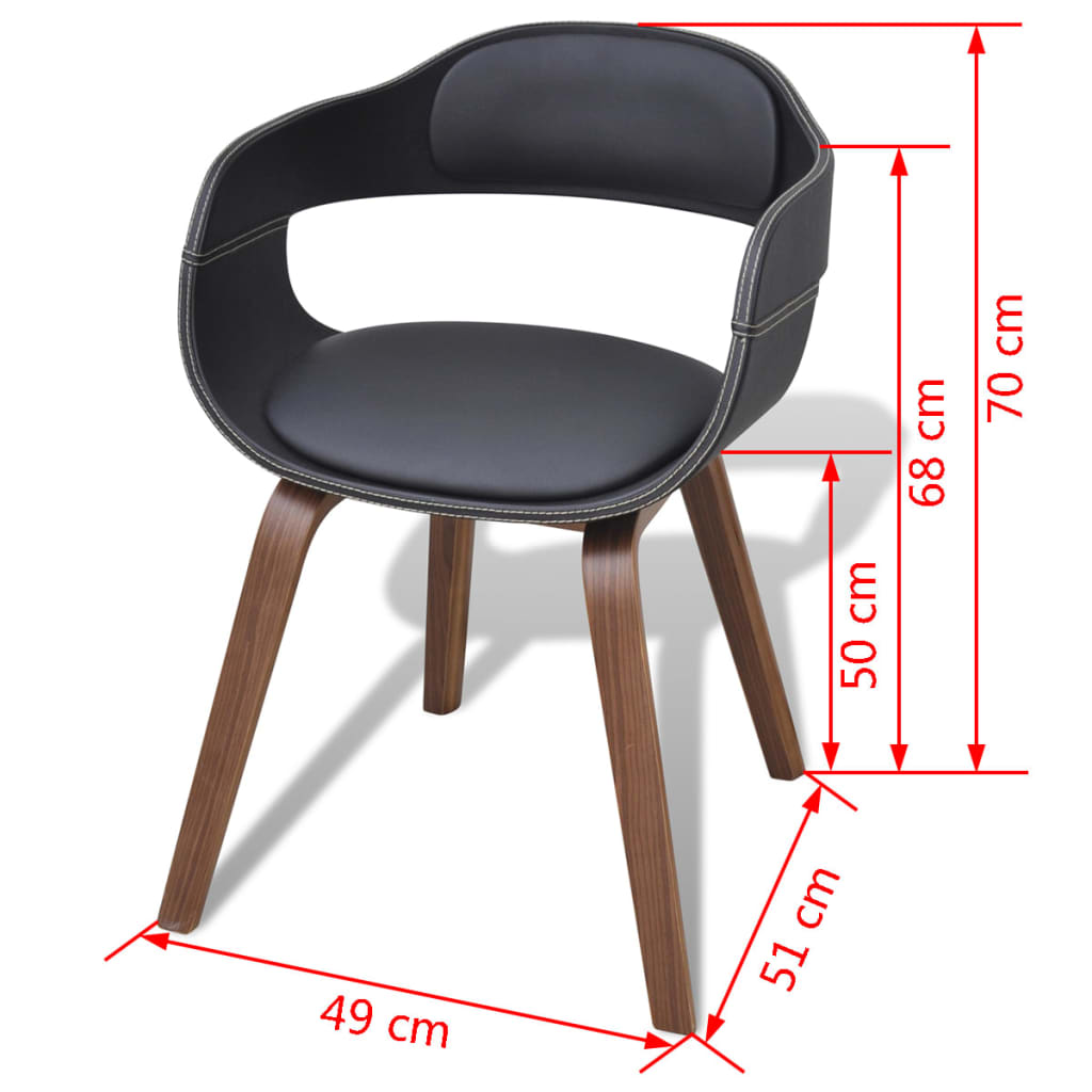vidaXL Chaises de salle à manger 4 pcs Similicuir et bois courbé noirs