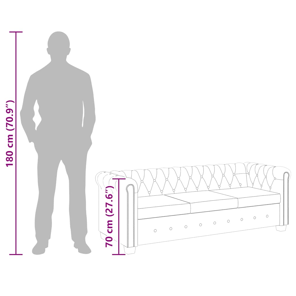 vidaXL Chesterfield-Sofa 3-Sitzer Kunstleder Schwarz