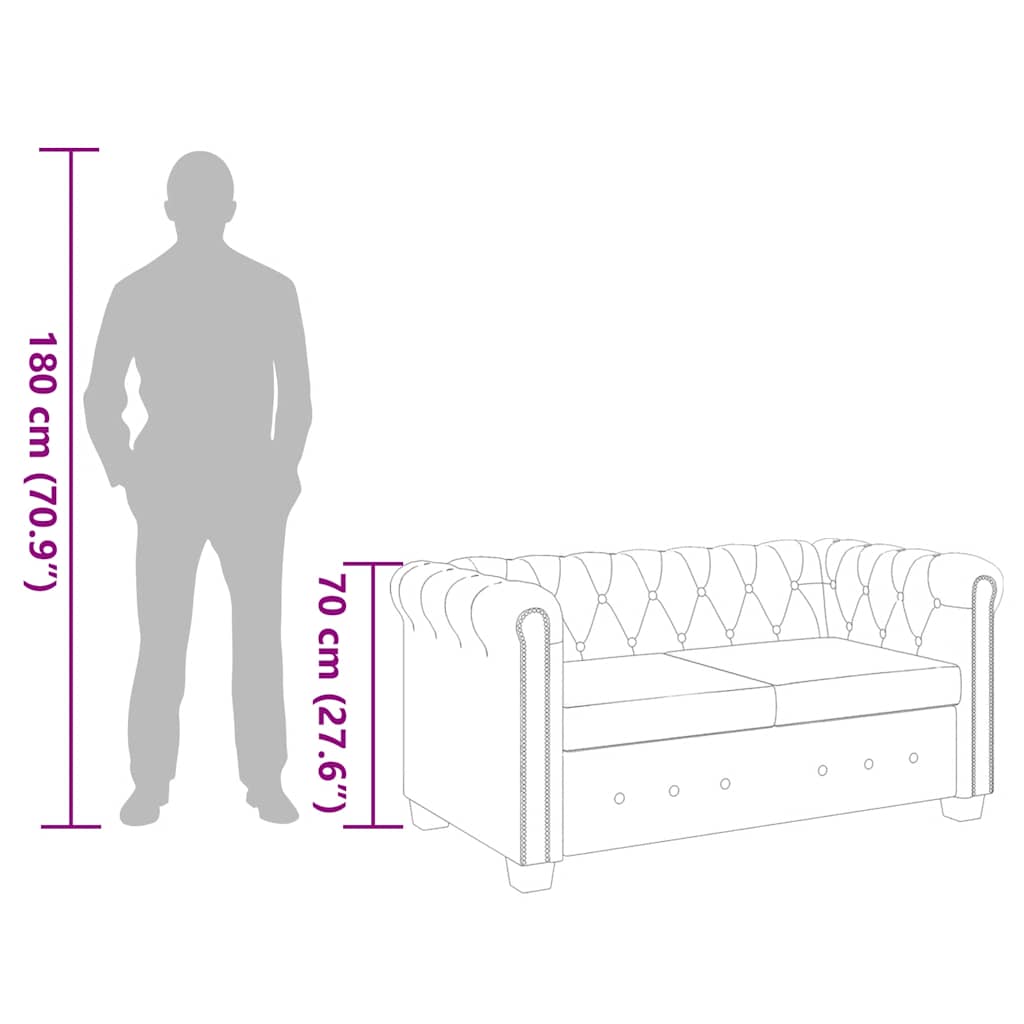 Chesterfield-Sofa 2-Sitzer Kunstleder Weiß