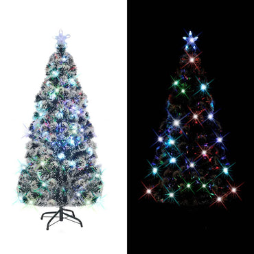 vidaXL Vorbeleuchteter Weihnachtsbaum mit Ständer und LED 150 cm Glasfaser