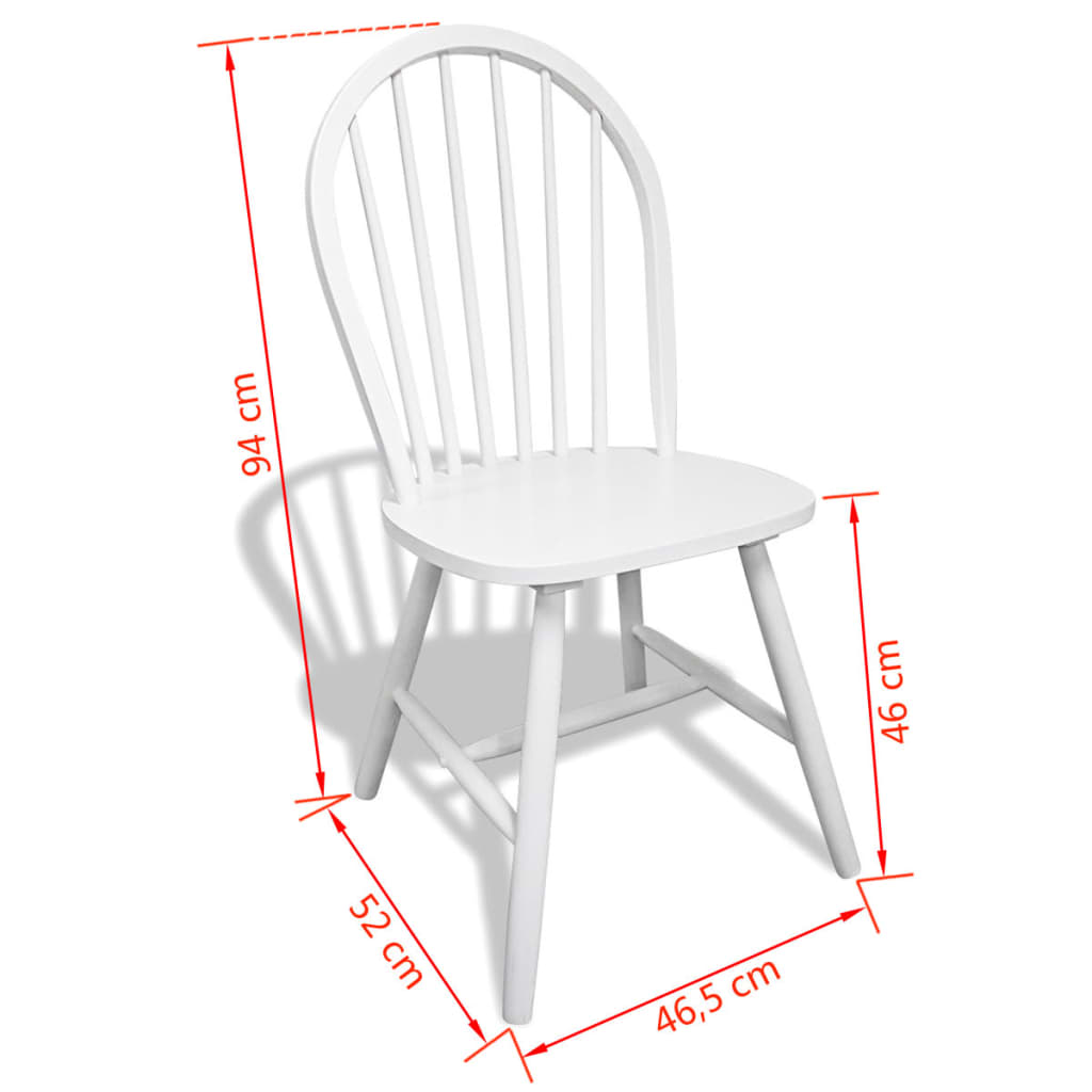 vidaXL Chaises de salle à manger 6 pcs Blanc Bois d'hévéa massif