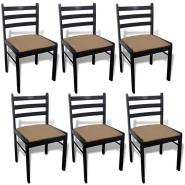vidaXL Chaises de salle à manger 6 pcs Marron Bois massif et velours