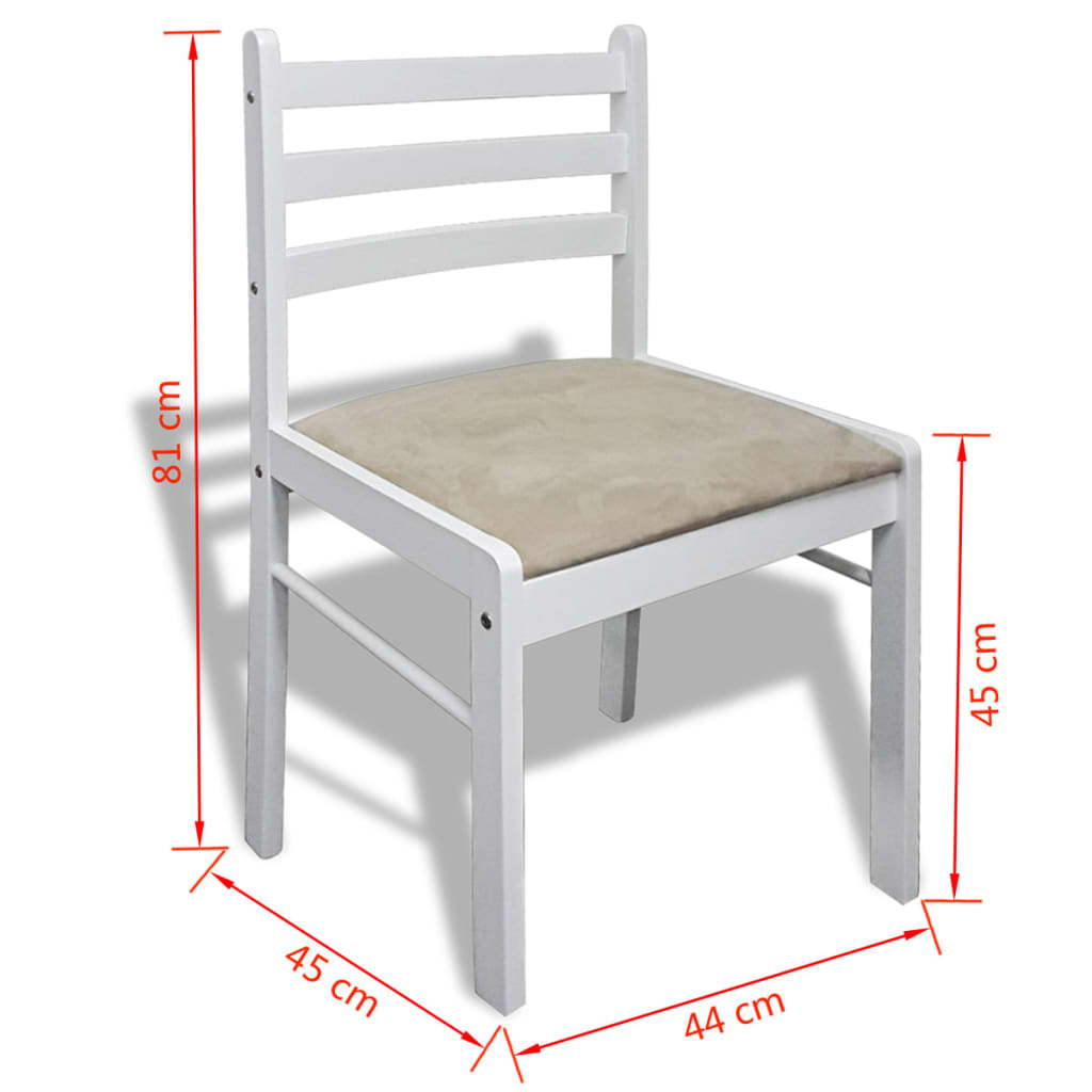 vidaXL Chaises de salle à manger 6 pcs Blanc Bois massif et velours
