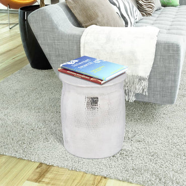 vidaXL Hocker/Beistelltisch aus gehämmertem Aluminium Silbern