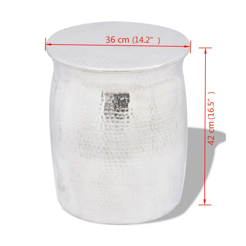 vidaXL Hocker/Beistelltisch aus gehämmertem Aluminium Silbern