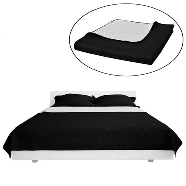 vidaXL Couvre-lit double face matelassé Noir/Blanc 170x210 cm
