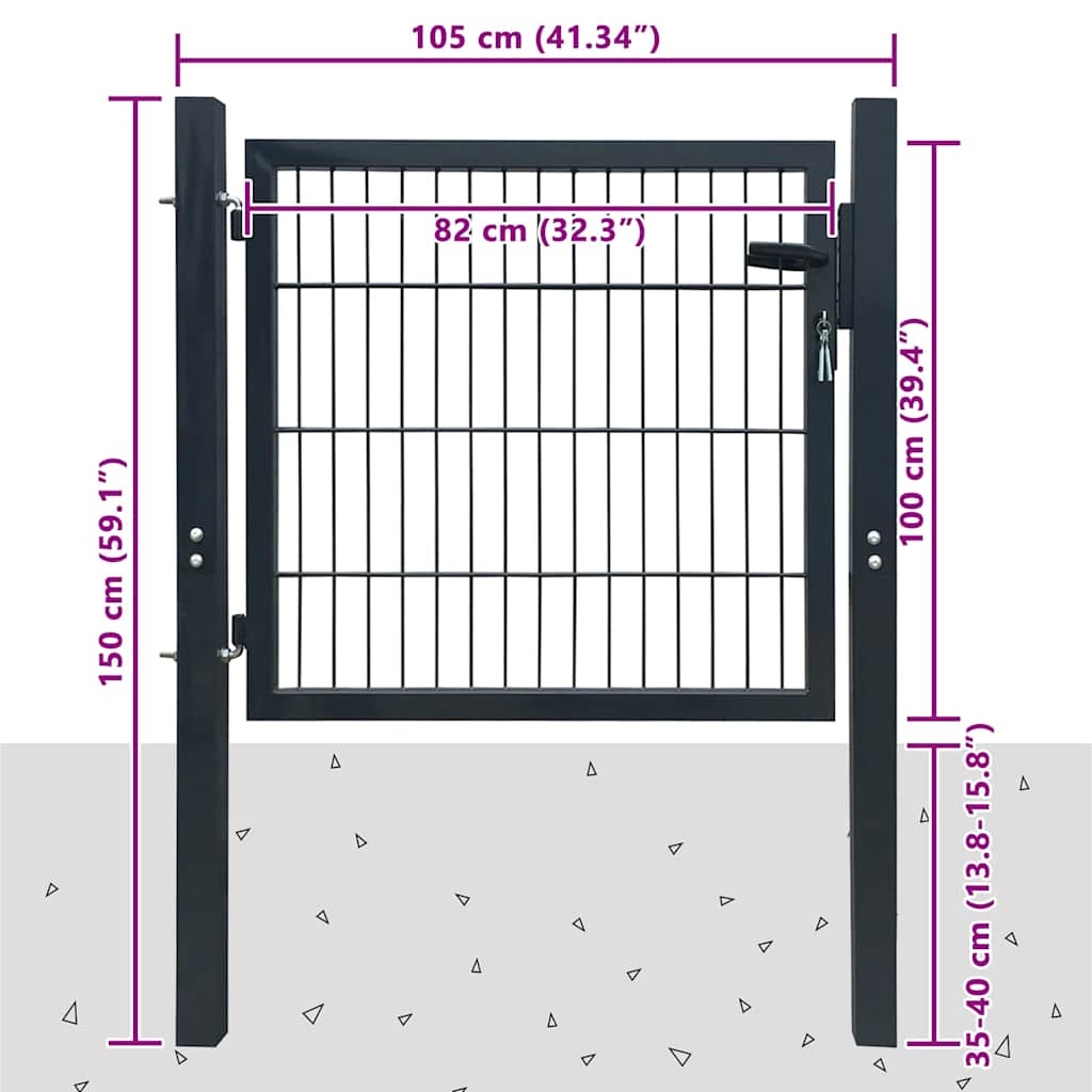 Zauntor Stahl Anthrazit 100x100 cm