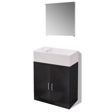 vidaXL 3-tlg. Badmöbel-Set mit Waschbecken Schwarz