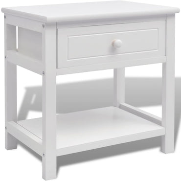 vidaXL Table de chevet en bois blanc