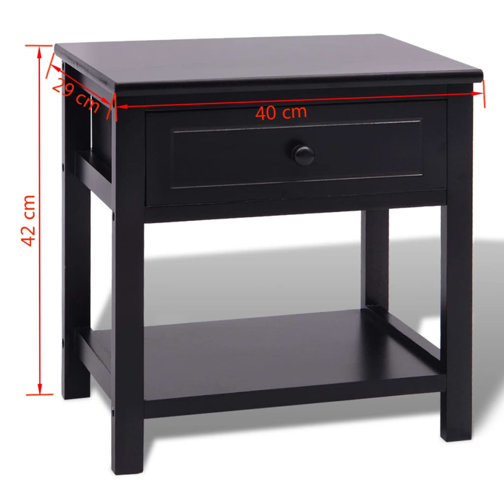 vidaXL Table de chevet en bois noir