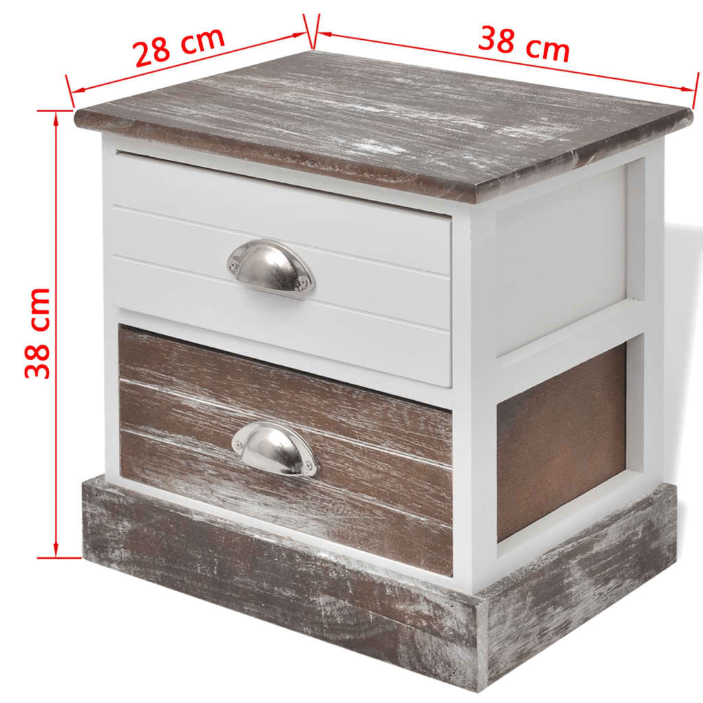 vidaXL Tables de chevet 2 pcs Marron et blanc