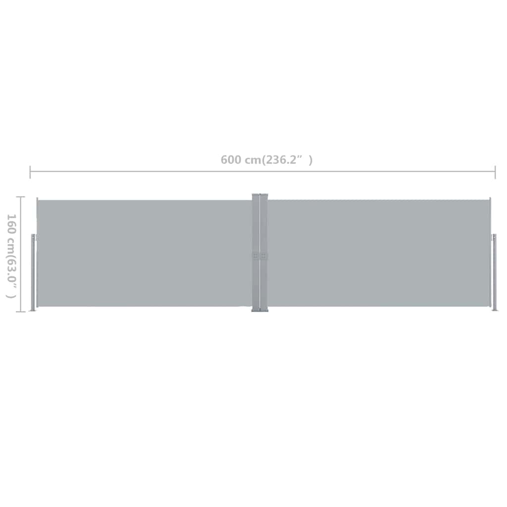 Ausziehbare Seitenmarkise 160x600 cm Grau