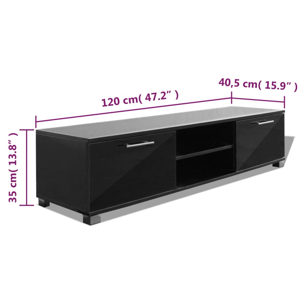 vidaXL TV-Schrank Hochglanz-Schwarz 120x40,5x35 cm