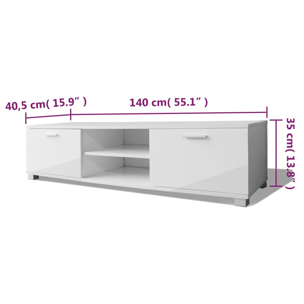 vidaXL TV-Schrank Hochglanz-Weiß 140x40,5x35 cm