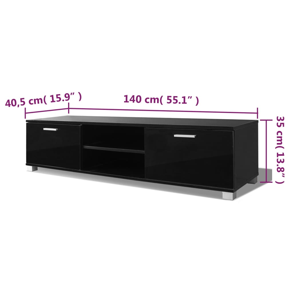 vidaXL TV-Schrank Hochglanz-Schwarz 140x40,5x35 cm