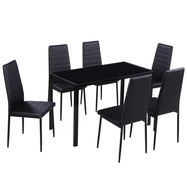 vidaXL Ensemble de salle à manger 7 pièces noir