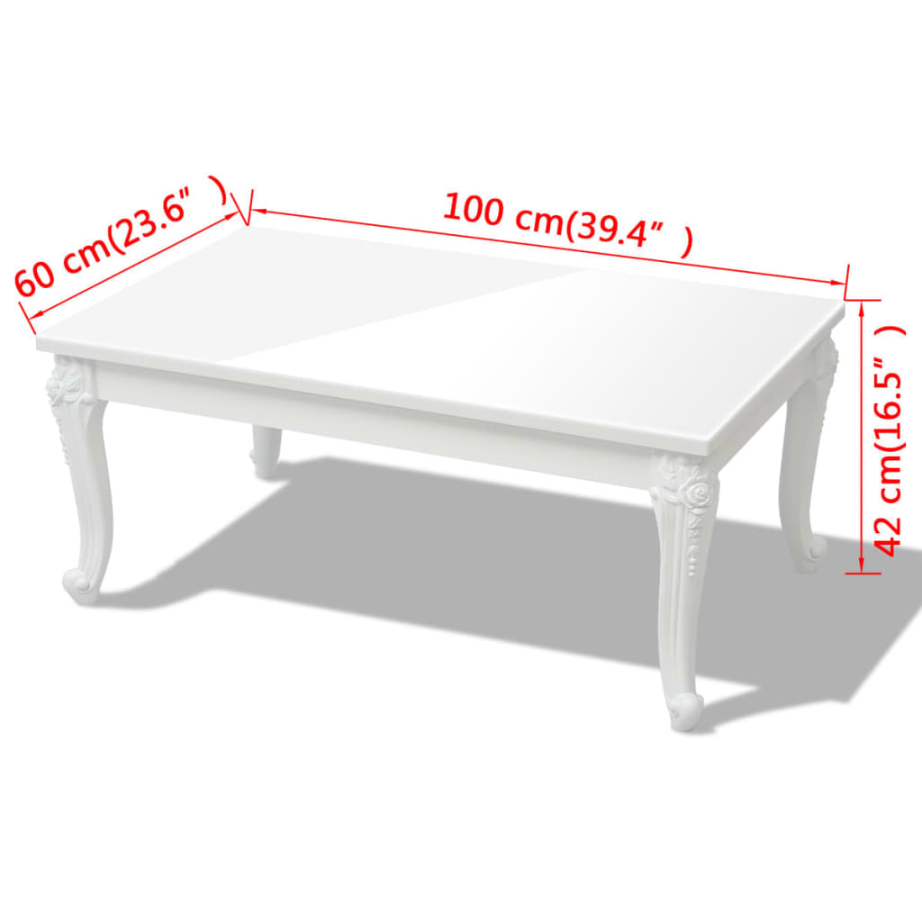 vidaXL Table basse 100x60x42 cm Blanc brillant
