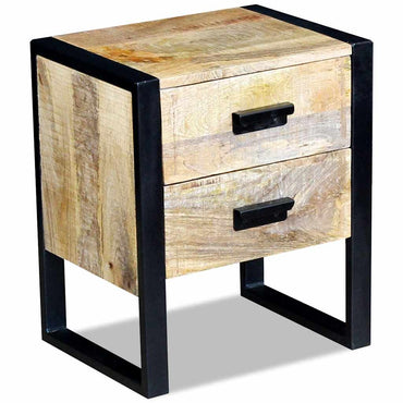 vidaXL Table d'appoint avec 2 tiroirs Bois de manguier 43x33x51 cm