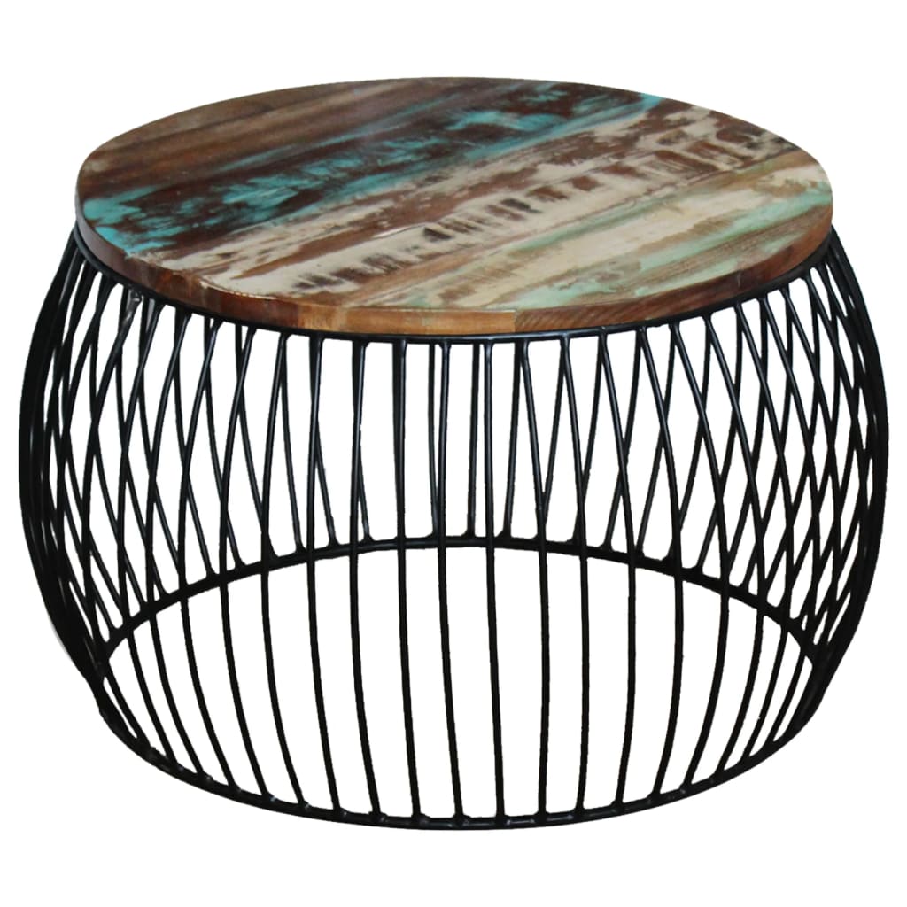 vidaXL Table basse ronde en bois de récupération massif 68x37 cm