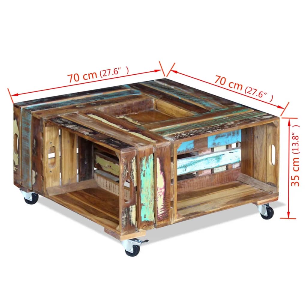 vidaXL Table basse en bois de récupération massif 70x70x35 cm