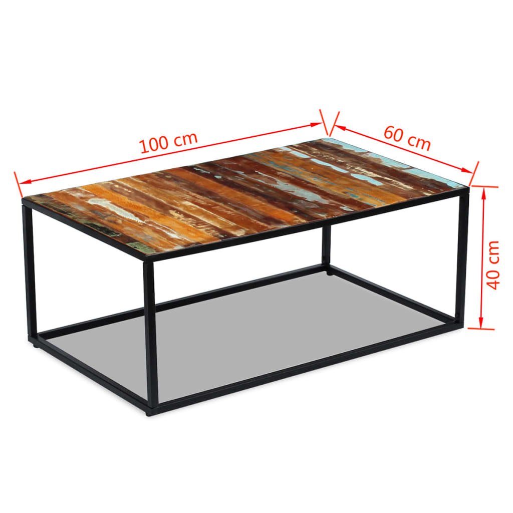 vidaXL Table basse en bois de récupération massif 100x60x40 cm