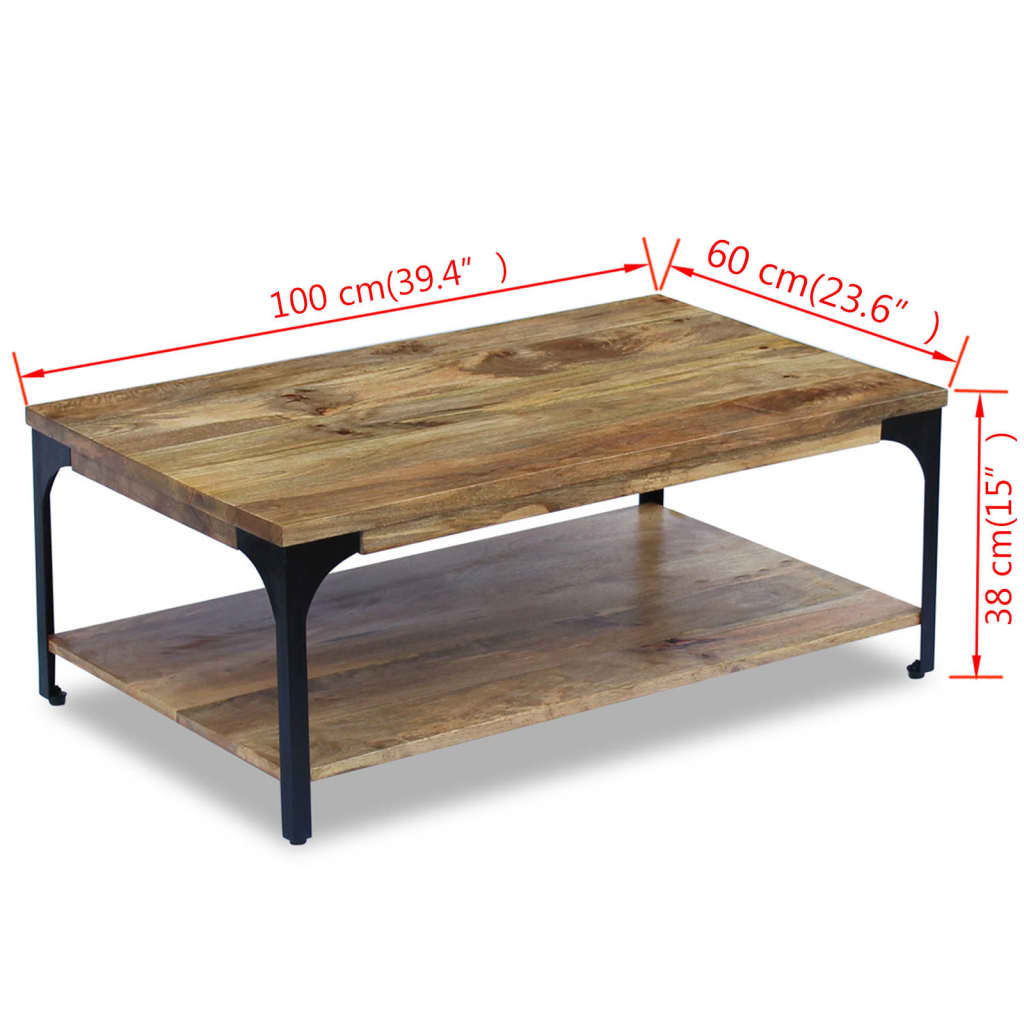 vidaXL Couchtisch Mangoholz 100x60x38 cm