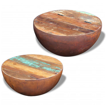 vidaXL Table basse, 2 pcs, en forme de coque, bois de récupération massif