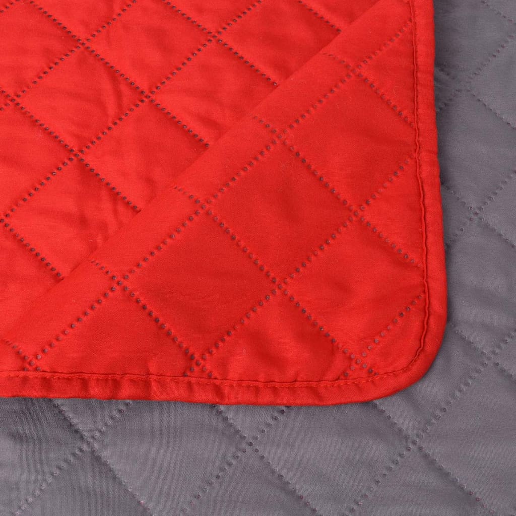 vidaXL Couvre-lit réversible matelassé rouge et gris 230x260 cm